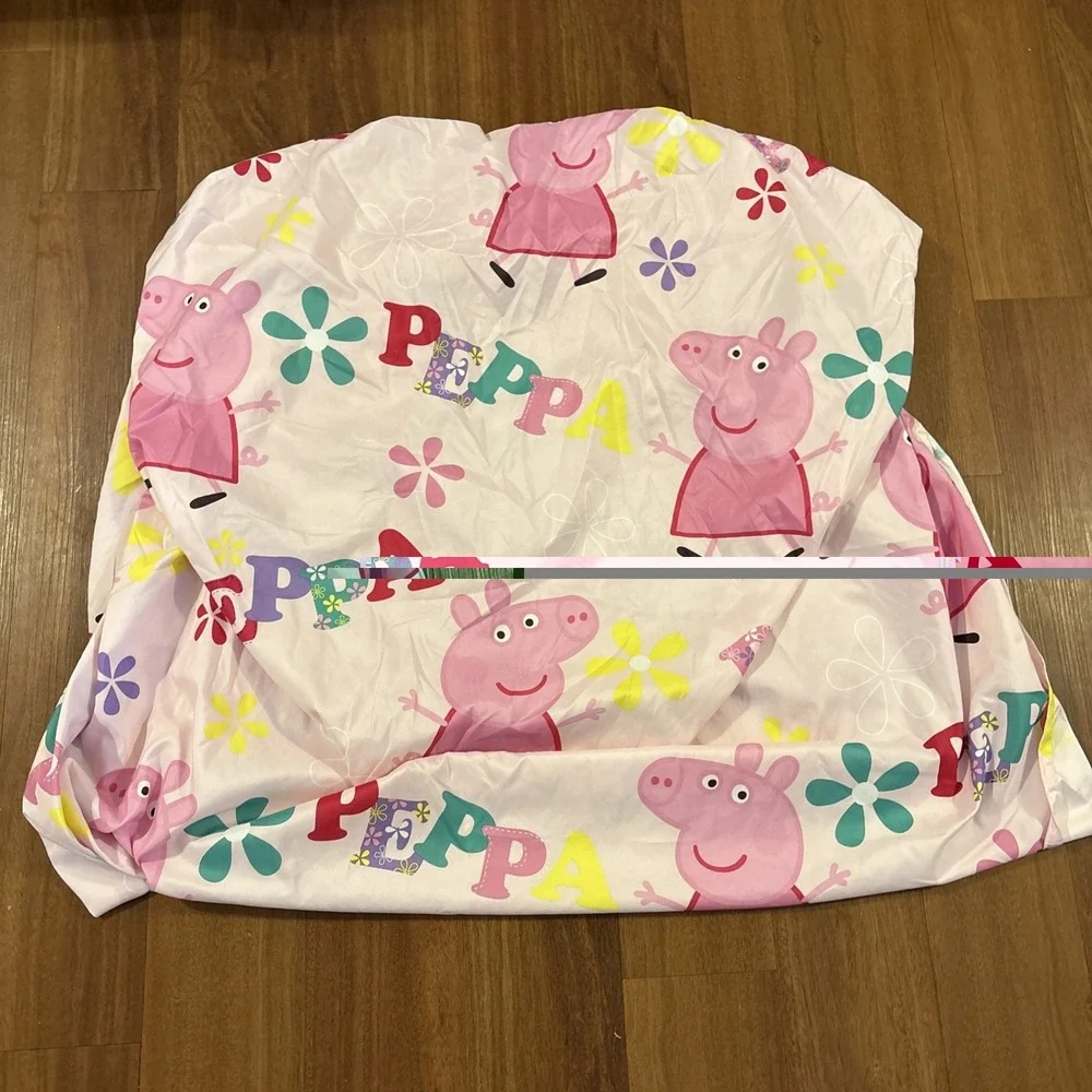 Peppa Pig Twin Sheet Set Flat Fitted Pillowcase 3 Pc Pink Kids Bedding EUC
